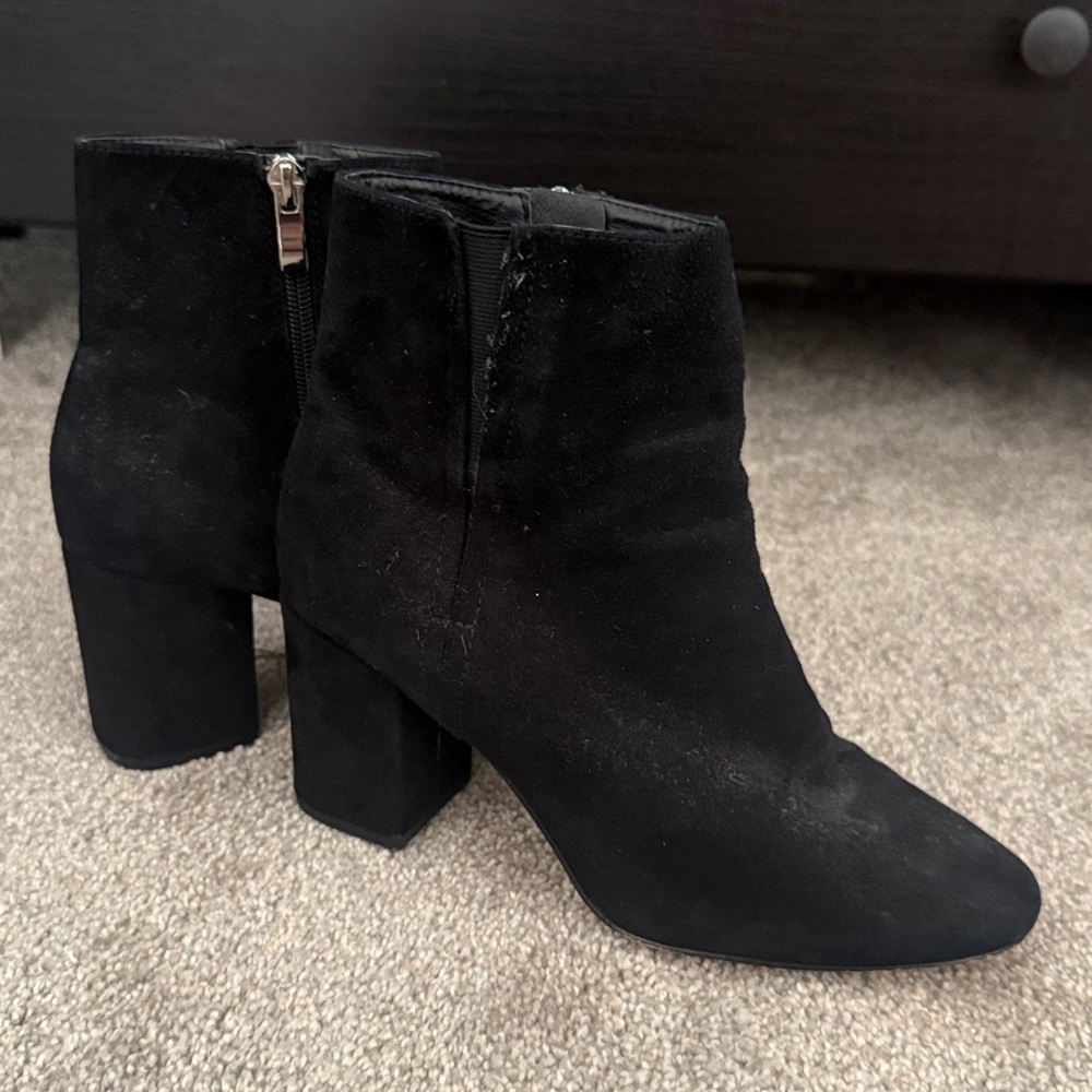 Halogen Black Suede Ankle Boots